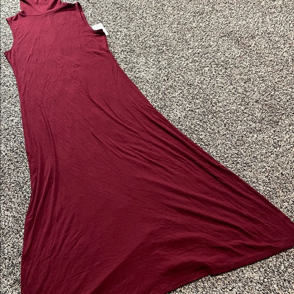 A New Day Knit Mock Neck Sleeveless Maxi Dress Burgundy Woman’s Size M | NWT - Picture 3 of 6